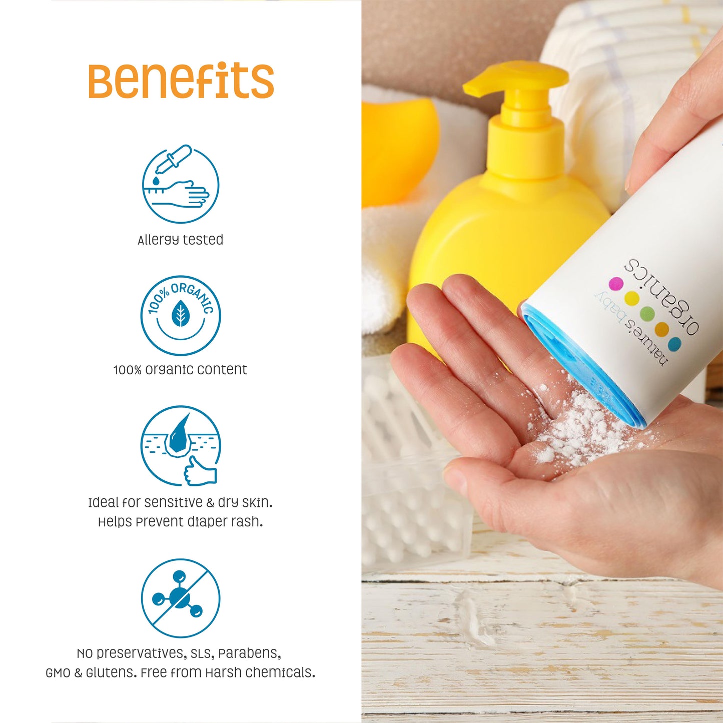 Organic Silky Baby Powder Fragrance Free 4 oz