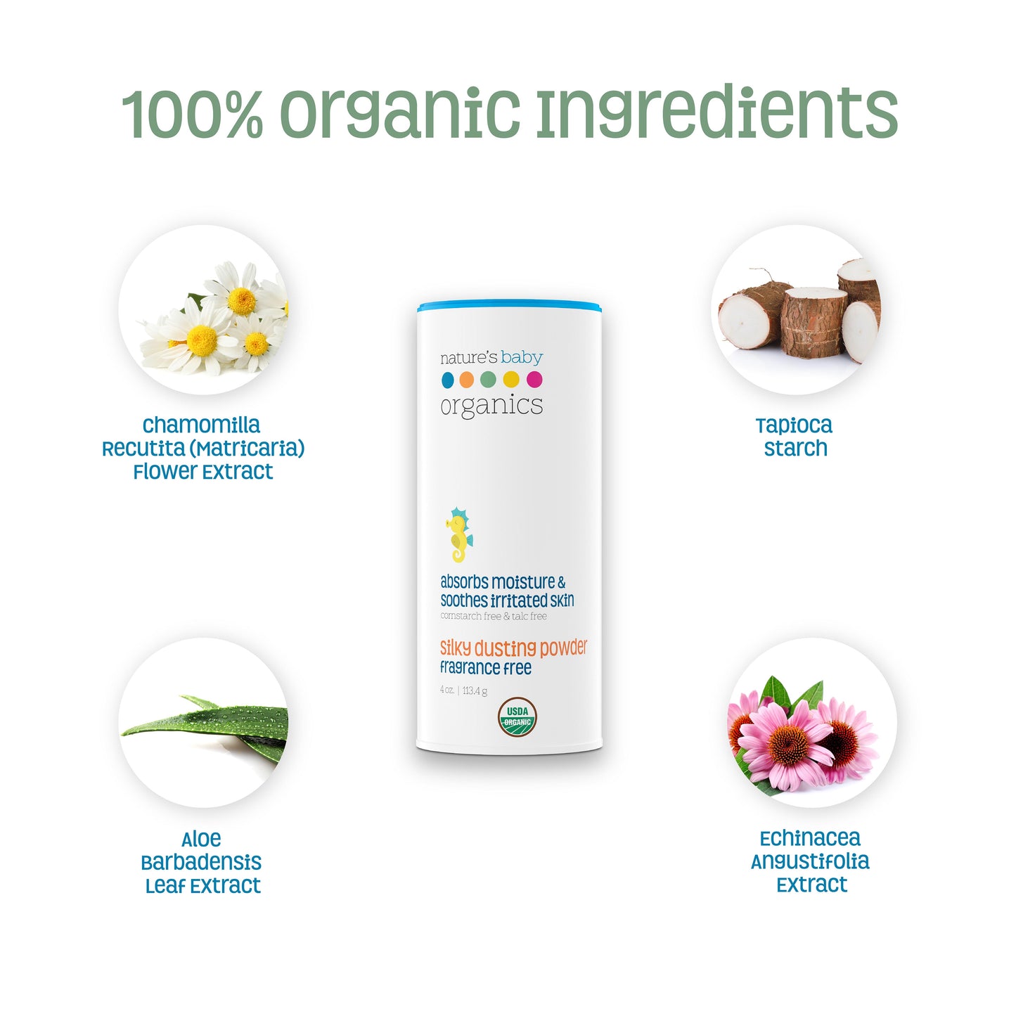 Organic Silky Baby Powder Fragrance Free 4 oz
