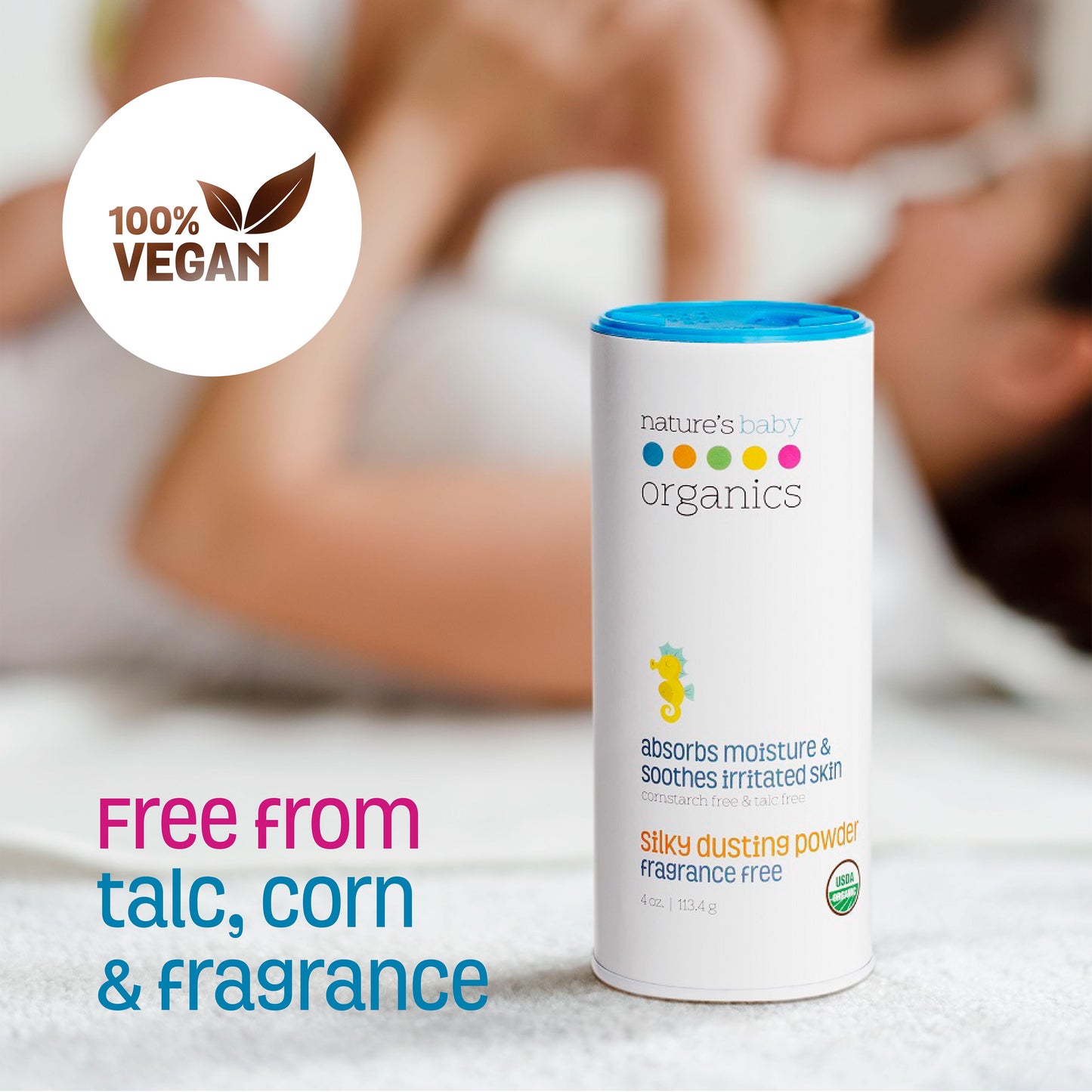 Organic Silky Baby Powder Fragrance Free 4 oz